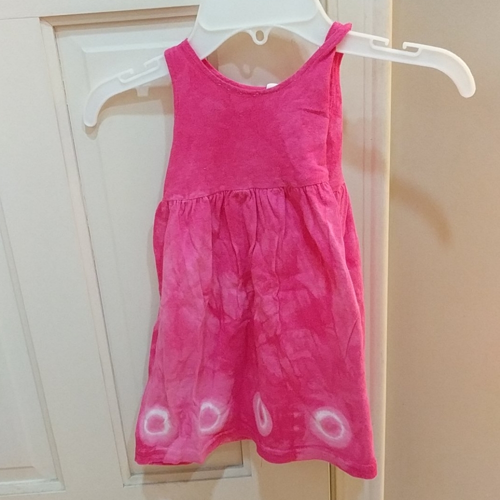Girls hot pink tie dye cotton dress